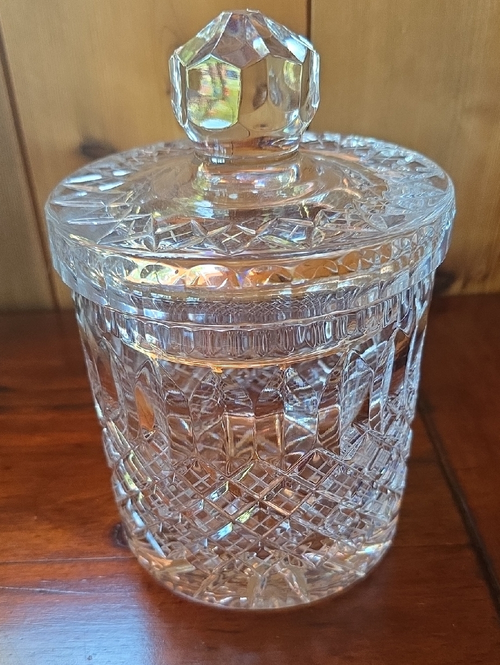 Beautiful Gorham  Crystal Biscuit Barrel.  Measures 7-1/2" Tall